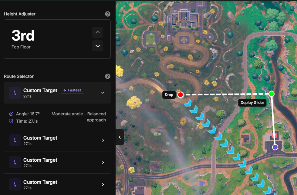 Showcasing the new custom Dropmap with height adjustment and route options