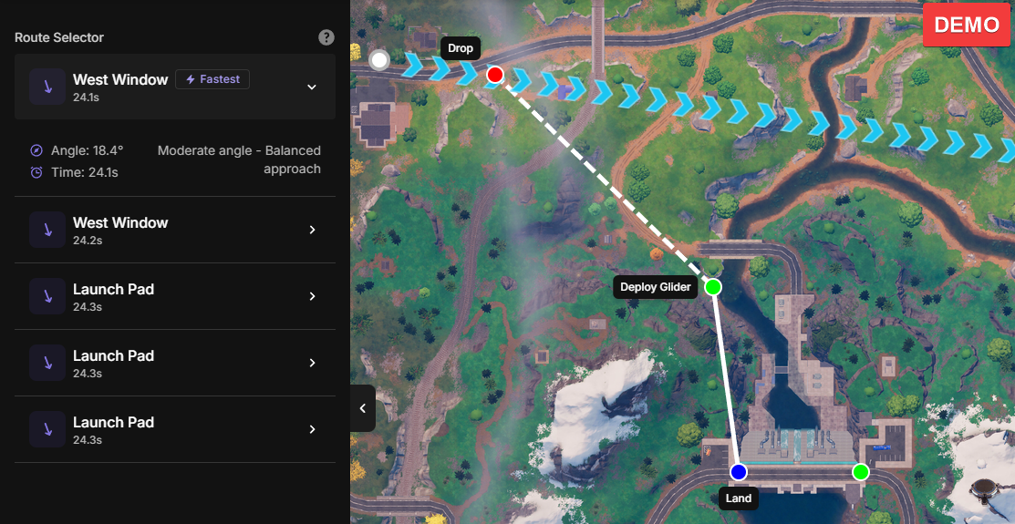 Demo of the new Dropmap Route Selector
